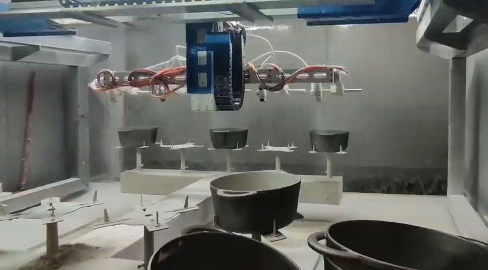 铸铁锅喷搪瓷自动喷漆设备 铸铁锅喷搪瓷自动喷漆设备