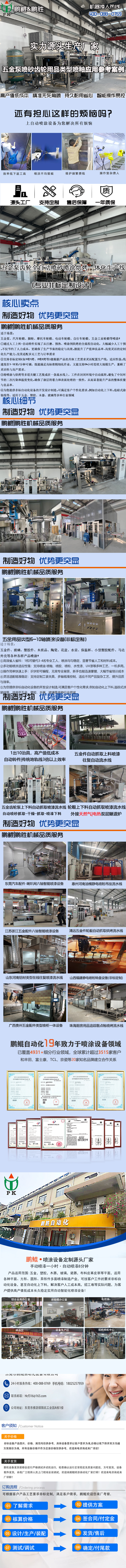 五金泵齿轮全自动喷砂喷涂烘烤一体化生产线