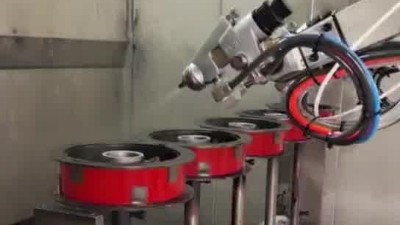 轮毂脚轮6轴4工位自动喷漆设备 轮毂脚轮6轴4工位自动喷漆设备